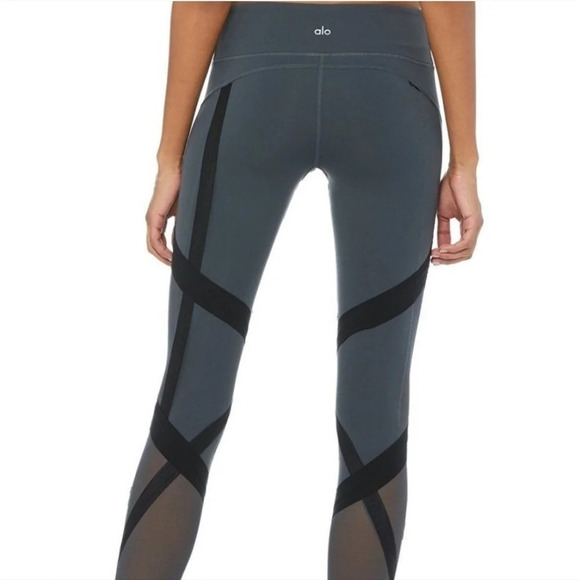 ALO yoga grey black high waisted bandage leggings size xxsmall - Picture 2 of 8